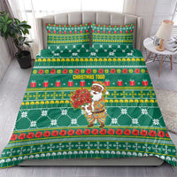 Togo Christmas Bedding Set with Santa Poinsettia Flower Tree Gifts and African Print Pattern - Wonder Print Shop