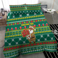 Togo Christmas Bedding Set with Santa Poinsettia Flower Tree Gifts and African Print Pattern - Wonder Print Shop