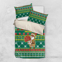 Togo Christmas Bedding Set with Santa Poinsettia Flower Tree Gifts and African Print Pattern - Wonder Print Shop