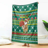 Togo Christmas Blanket with Santa Poinsettia Flower Tree Gifts and African Print Pattern - Wonder Print Shop