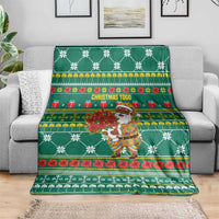 Togo Christmas Blanket with Santa Poinsettia Flower Tree Gifts and African Print Pattern - Wonder Print Shop