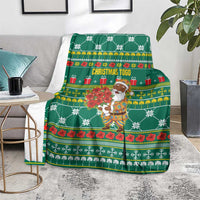 Togo Christmas Blanket with Santa Poinsettia Flower Tree Gifts and African Print Pattern - Wonder Print Shop