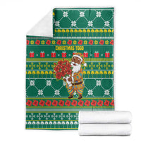 Togo Christmas Blanket with Santa Poinsettia Flower Tree Gifts and African Print Pattern - Wonder Print Shop