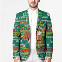 Togo Christmas Blazer with Santa Poinsettia Flower Tree Gifts and African Print Pattern - Wonder Print Shop