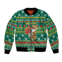 Togo Christmas Bomber Jacket with Santa Poinsettia Flower Tree Gifts and African Print Pattern - Wonder Print Shop