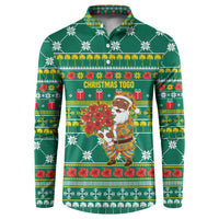 Togo Christmas Button Sweatshirt with Santa Poinsettia Flower Tree Gifts and African Print Pattern - Wonder Print Shop