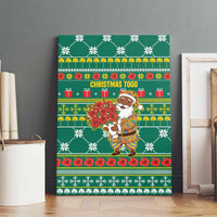 Togo Christmas Canvas Wall Art with Santa Poinsettia Flower Tree Gifts and African Print Pattern - Wonder Print Shop