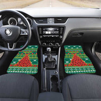 Togo Christmas Car Mats with Santa Poinsettia Flower Tree Gifts and African Print Pattern - Wonder Print Shop