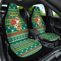Togo Christmas Car Seat Cover with Santa Poinsettia Flower Tree Gifts and African Print Pattern - Wonder Print Shop
