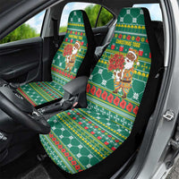 Togo Christmas Car Seat Cover with Santa Poinsettia Flower Tree Gifts and African Print Pattern - Wonder Print Shop