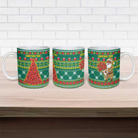Togo Christmas Ceramic Mug with Santa Poinsettia Flower Tree Gifts and African Print Pattern - Wonder Print Shop