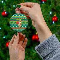 Togo Christmas Ceramic Ornament with Santa Poinsettia Flower Tree Gifts and African Print Pattern - Wonder Print Shop