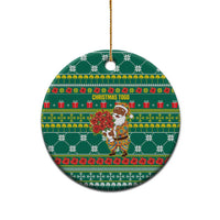 Togo Christmas Ceramic Ornament with Santa Poinsettia Flower Tree Gifts and African Print Pattern - Wonder Print Shop