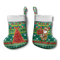 Togo Christmas Stocking with Santa Poinsettia Flower Tree Gifts and African Print Pattern - Wonder Print Shop