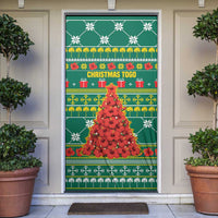 Togo Christmas Door Cover with Santa Poinsettia Flower Tree Gifts and African Print Pattern - Wonder Print Shop