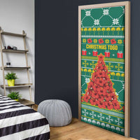 Togo Christmas Door Cover with Santa Poinsettia Flower Tree Gifts and African Print Pattern - Wonder Print Shop