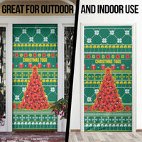 Togo Christmas Door Cover with Santa Poinsettia Flower Tree Gifts and African Print Pattern - Wonder Print Shop
