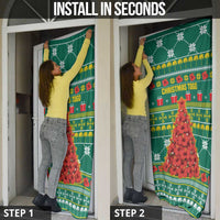 Togo Christmas Door Cover with Santa Poinsettia Flower Tree Gifts and African Print Pattern - Wonder Print Shop
