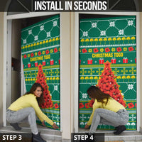 Togo Christmas Door Cover with Santa Poinsettia Flower Tree Gifts and African Print Pattern - Wonder Print Shop