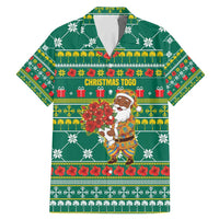 Togo Christmas Family Matching Mermaid Dress and Hawaiian Shirt with Santa Poinsettia Flower Tree Gifts and African Print Pattern - Wonder Print Shop