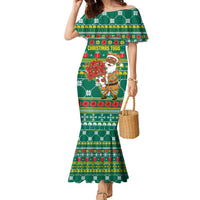 Togo Christmas Family Matching Mermaid Dress and Hawaiian Shirt with Santa Poinsettia Flower Tree Gifts and African Print Pattern - Wonder Print Shop