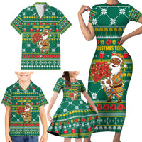 Togo Christmas Family Matching Short Sleeve Bodycon Dress and Hawaiian Shirt with Santa Poinsettia Flower Tree Gifts and African Print Pattern - Wonder Print Shop