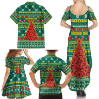 Togo Christmas Family Matching Summer Maxi Dress and Hawaiian Shirt with Santa Poinsettia Flower Tree Gifts and African Print Pattern - Wonder Print Shop