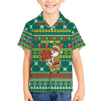Togo Christmas Family Matching Summer Maxi Dress and Hawaiian Shirt with Santa Poinsettia Flower Tree Gifts and African Print Pattern - Wonder Print Shop