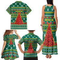 Togo Christmas Family Matching Tank Maxi Dress and Hawaiian Shirt with Santa Poinsettia Flower Tree Gifts and African Print Pattern - Wonder Print Shop