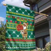 Togo Christmas Garden Flag with Santa Poinsettia Flower Tree Gifts and African Print Pattern - Wonder Print Shop