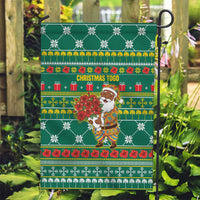 Togo Christmas Garden Flag with Santa Poinsettia Flower Tree Gifts and African Print Pattern - Wonder Print Shop
