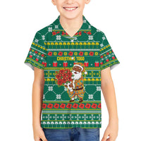 Togo Christmas Hawaiian Shirt with Santa Poinsettia Flower Tree Gifts and African Print Pattern - Wonder Print Shop