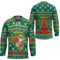 Togo Christmas Hockey Jersey with Santa Poinsettia Flower Tree Gifts and African Print Pattern - Wonder Print Shop