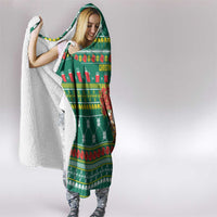 Togo Christmas Hooded Blanket with Santa Poinsettia Flower Tree Gifts and African Print Pattern - Wonder Print Shop