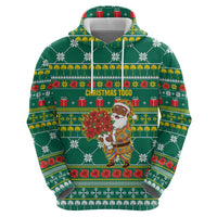 Togo Christmas Hoodie with Santa Poinsettia Flower Tree Gifts and African Print Pattern - Wonder Print Shop