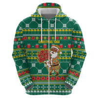 Togo Christmas Hoodie with Santa Poinsettia Flower Tree Gifts and African Print Pattern - Wonder Print Shop