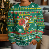 Togo Christmas Kid Ugly Christmas Sweater with Santa Poinsettia Flower Tree Gifts and African Print Pattern - Wonder Print Shop