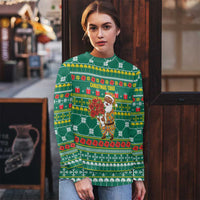 Togo Christmas Ugly Christmas Sweater with Santa Poinsettia Flower Tree Gifts and African Print Pattern - Wonder Print Shop