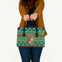 Togo Christmas Leather Bag with Santa Poinsettia Flower Tree Gifts and African Print Pattern - Wonder Print Shop