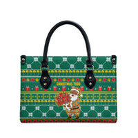 Togo Christmas Leather Bag with Santa Poinsettia Flower Tree Gifts and African Print Pattern - Wonder Print Shop