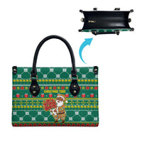 Togo Christmas Leather Bag with Santa Poinsettia Flower Tree Gifts and African Print Pattern - Wonder Print Shop
