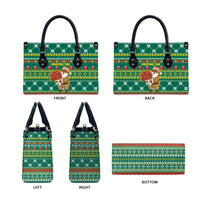 Togo Christmas Leather Bag with Santa Poinsettia Flower Tree Gifts and African Print Pattern - Wonder Print Shop