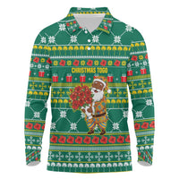 Togo Christmas Long Sleeve Polo Shirt with Santa Poinsettia Flower Tree Gifts and African Print Pattern - Wonder Print Shop