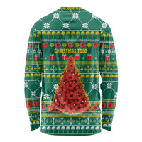 Togo Christmas Long Sleeve Shirt with Santa Poinsettia Flower Tree Gifts and African Print Pattern - Wonder Print Shop