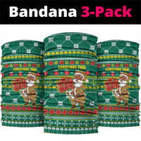 Togo Christmas Neck Gaiter with Santa Poinsettia Flower Tree Gifts and African Print Pattern - Wonder Print Shop