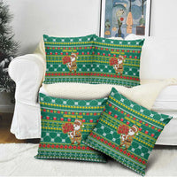 Togo Christmas Pillow Cover with Santa Poinsettia Flower Tree Gifts and African Print Pattern - Wonder Print Shop