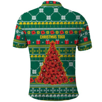Togo Christmas Polo Shirt with Santa Poinsettia Flower Tree Gifts and African Print Pattern - Wonder Print Shop