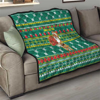 Togo Christmas Quilt with Santa Poinsettia Flower Tree Gifts and African Print Pattern - Wonder Print Shop