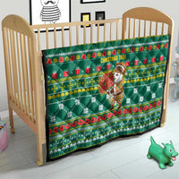 Togo Christmas Quilt with Santa Poinsettia Flower Tree Gifts and African Print Pattern - Wonder Print Shop