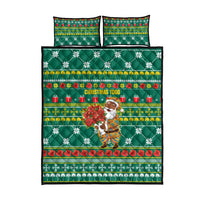 Togo Christmas Quilt Bed Set with Santa Poinsettia Flower Tree Gifts and African Print Pattern - Wonder Print Shop